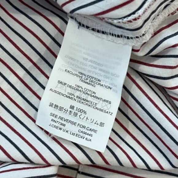 J. Crew Popover Embroidered Sleeve Tunic Top in White w/ Red & Blue Stripes XXS - Picture 7 of 8